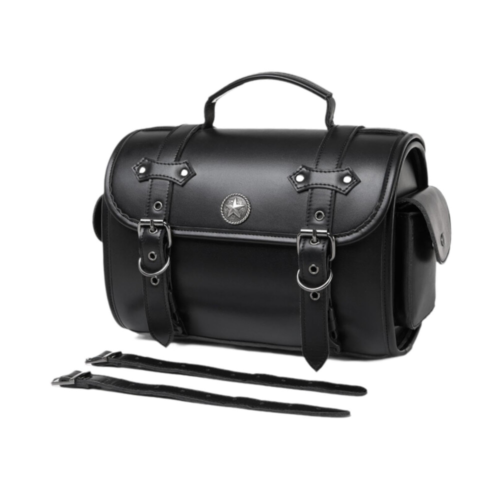 Waterproof Pu Leather Motorcycle Saddle Bag With Quick Release Straps Universal Side Bag For Travel 9189345516610