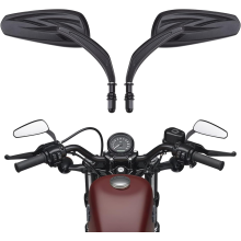 Rétroviseurs BlackStreet Glide pour motos, tige longue, compatibles avec Dyna, Softail, Sportster, Road King, Electra Glide, Road Glide, Street Blues