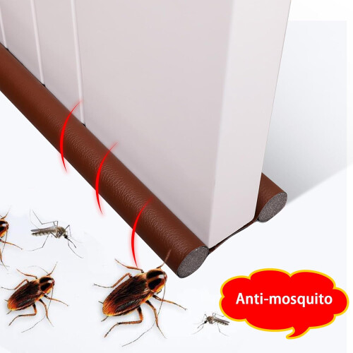 Door Draft Stopper Double Sided Adjustable Under Door Draught Excluder for Noise Wind Smell Brown 2