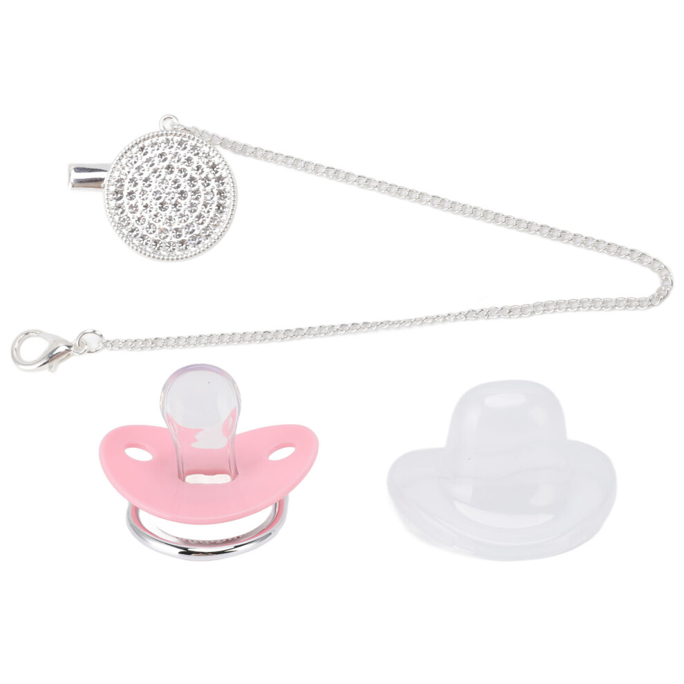 M Size Bling Baby Pacifier - Silicon With Rhinestone Crown Pink