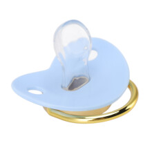 6-18M Blue Baby Pacifier Soft Silicone Curved Guard One Piece Design