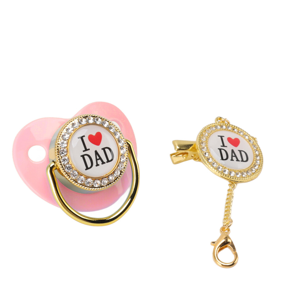 Baby Pacifier Bpa Free Rhinestone Silicone 6-18M Secure Fit Pink