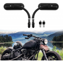Schwarze 8 mm 10 mm Mini-Oval-Motorradrückspiegel, kompatibel mit Dyna, Softail, Touring, Sportster 883, 1200, Electra Glide, Cruisern, Choppern