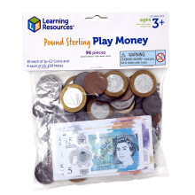 Learning Resources UK Play Money Set, Ages 3+, Maths Toy for Counting & Money Recognition, Realistic UK Coins & Notes, 96-Piece Educational Pack