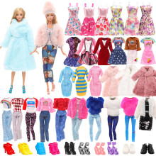 Miunana 28 Doll Clothes and Accessories for Doll Coat Sweater Plush Jacket Outfit Fashion Dresses Tops Pants Shoes for 11.5 inch Doll Girl Gifts (Win