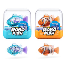 Robo Fish Series 3 Robotic Swimming Fish (Orange and Teal) electronic pet fish, summer pool toy, bath toy, (2 Pack, Orange and Teal)