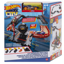 Hot Wheels City Track Pack, 10 Piece Set Includes Track Base & Various Track Pieces to Build a Cityscape, with 1 Hot Wheels Car, Connects to Other Se