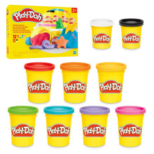 Play-Doh Favorite Colour Pack of 9 Cans, 7 x 113 g and 2 x 57 g, Incl. White & Black, Modelling Compound, Toys for Boys and Girls 2+ Years Old, Kid's