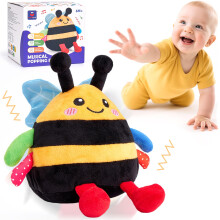 hahaland 4-IN-1 Dancing Bee Baby Toys 6 to 12 Months Boys & Girls Montessori Plush Interactive Sensory Tummy Time Toys, Musical Crawling Walking and
