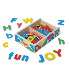 Melissa & Doug 52 Wooden Alphabet Magnets in a Box - Uppercase and Lowercase Letters ABC Learning Toys, Chunky Magnetic Letters For Toddlers And Kids