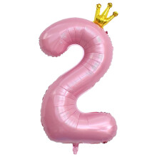 ASTARON Pink Balloon 2, 40 Inch Number 2 Balloon for Birthday Party Decoration, 2nd Birthday Balloons with Crown for Girls Party Decoration