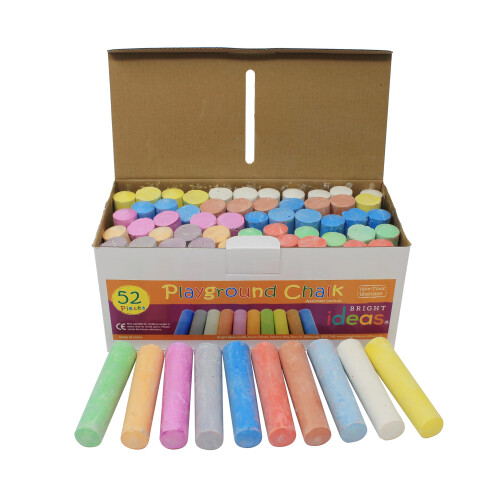 Bright Ideas Giant Colourful Playground Chalk, Assorted, 52 chalks, 10cm, BI8014