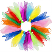 Dimoxii 20 Pcs Dance Sensory Scarves, Magic Juggling Scarf for Baby, Coloured Fabric Play Silks for Children, Rainbow Cloth Gymnastics Toy (20 pieces