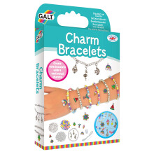 Galt Charm Bracelets - Fun Bracelet and Jewellery Making Kit - Craft Kit for Kids with Colourful Beads and 9 Clip-On Metal Charms - Childrens Arts an