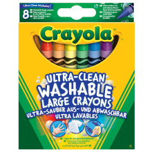 CRAYOLA Ultra-Clean Washable Large Colouring Crayons - Assorted Colours (Pack of 8) | Kids Arts & Crafts | Ideal for Kids Aged 3+