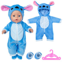 Doll Clothes Outfits Overalls for 14-17 Inch Baby Dolls, Doll Clothes with Hanger Socks, Blue Doll Clothes for 35-45 cm New Baby Dolls Girls Birthday