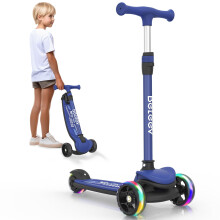 BELEEV A8 Foldable Scooter for Kids Ages 3-12, 3 Wheel Scooter for Toddlers Girls Boys, Light up Kick Scooter for Children, 4 Adjustable Height, Big