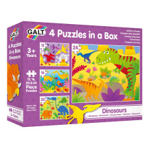 Galt Toys, 4 Puzzles in a Box - Dinosaurs, Dinosaur Jigsaw Puzzle for Kids, Ages 3 Years Plus
