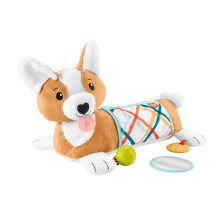 Fisher-Price Baby Toy 3-in-1 Puppy Tummy Time Wedge Support with Mirror, Teether & Rattle, Developmental Play for Newborns Ages 0+ Months, HJW10