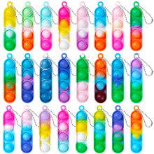 HOUT 24PCS Party Bag Fillers for Kids Unisex - Pop Popit Poppets ADHD Fidget Toys for Adults - Anxiety Relief Kids' Party Favours - Fidget Keyring Pa