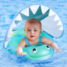 NYOBABE Baby Swimming Float for 6-36 Months,Inflatable Baby Pool Float with UPF50+ Sun Canopy & Anti-Flip Tail,Baby Swimming Ring for 6 9 12 18 24 36