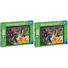 Ravensburger Monster Minecraft Jigsaw Puzzles for Kids Age 6 Years Up - 100 Pieces XXL - Toys for Children (Pack of 2)