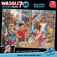 Wasgij Mystery 29, Donation Debacle - Unique 1000 Piece Jigsaw Puzzle for Adults - Colourful, Puzzling, Challenging & Brainteasing Adult Jigsaws - 10