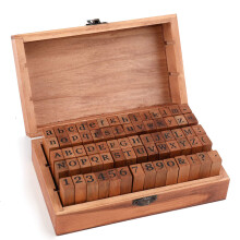 Tosnail 70 Pieces Wooden Rubber Alphabet Letter Stamps Number and Symbol Stamps Set with Storage Box for Scrapbook, Card Making and Arts & Craft