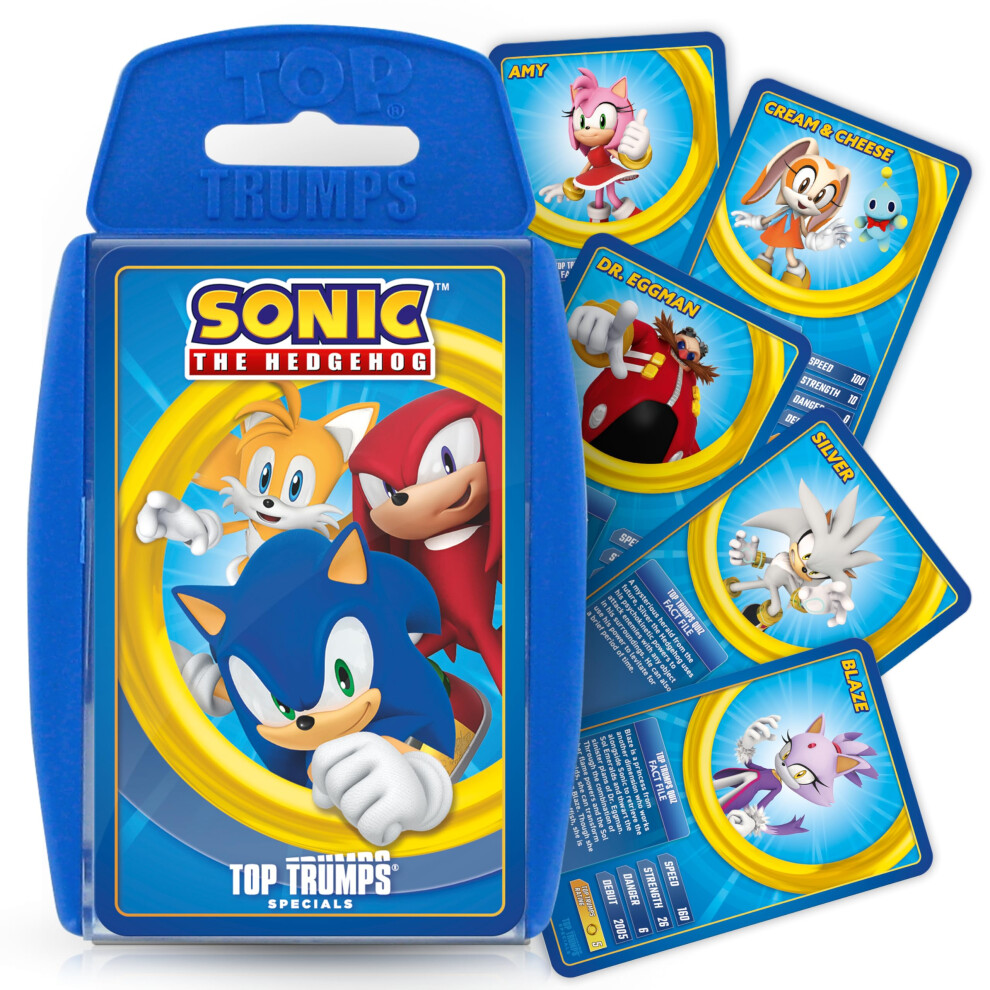 New Top Trumps Sonic The Hedgehog Specials Card Game, Play With Tail, Knuckles And Eggman From The Iconic Sega Megadrive Game, Gift For Ages 6 Plus