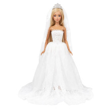 Miunana Princess Party Wedding Dress Clothes Gown Outfit with Veil for 11.5 Inch Girl Doll Gift