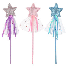 Glitter Star Wands 3Pcs 11 Inches Princess Angel Fairy Star Magic Wands Girls Fairy Magic Dress-up Star Wand Angel Fairy Costume Props Wands Sticks f