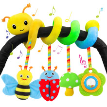 Zendstanding Car Seat Toys for Babies 0-6 Months Upgraded Version Spiral Car Seat & Stroller Activity Toy, Soft Plush Hanging Toys with Rattles, Best