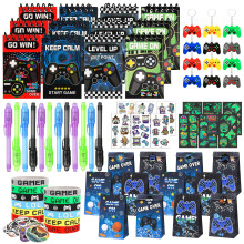 ARIEL-GXR 122 PCS Video Game Party Bag Fillers, Gaming Party Favours, Boys Party Bags with Gift Bags Silicone Bracelet Keychain Mini Notebook and Glo