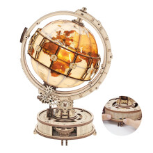ROBOTIME 3D Puzzle Wooden Luminous Globe, Model Kits for Adult to Build, Mechanical Building Construction Jigsaw Craft, Ideal Festival Gift Sets