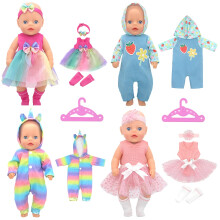 Baby Doll Clothes Compatible with Baby New Born Clothes 12-14 Inch Doll, Doll Clothes for 30-35cm Outfits Sweet Baby Doll Outfits ，Four-piece set to