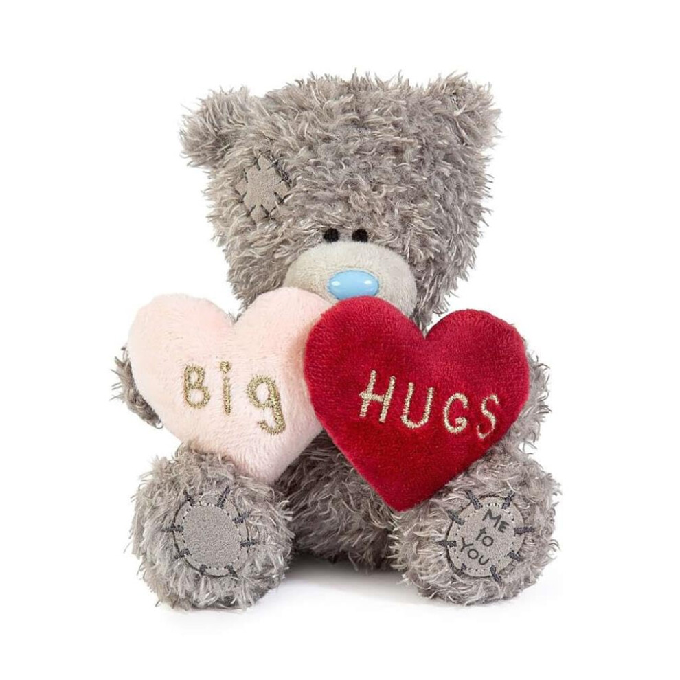 Me To You Bear Me To You Tatty Teddy Plush 10Cm-High Big Hugs Bear With Padded Faux Fur Hearts - Official Collection, Grey