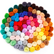 Doxiru 96 Pcs 10.2 oz Needle Felting Wool, 48 Colors Wool Roving Yarn, Needle Felting Supplies for Beginners DIY Felt Crafts, 3g/Pack