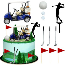 Golf Cake Decorations Heading for The Blue Cake Topper Birthday Decorations for Golfers with Cart Flag Golf Ball for Men Sport Golf Theme Party Suppl