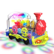 Gofimyee Light Up Train Toy for Toddlers: Transparent Gear Car Toy for Kids with Cool Light and Music Educational Crawling Toys for Baby Boys and Gir