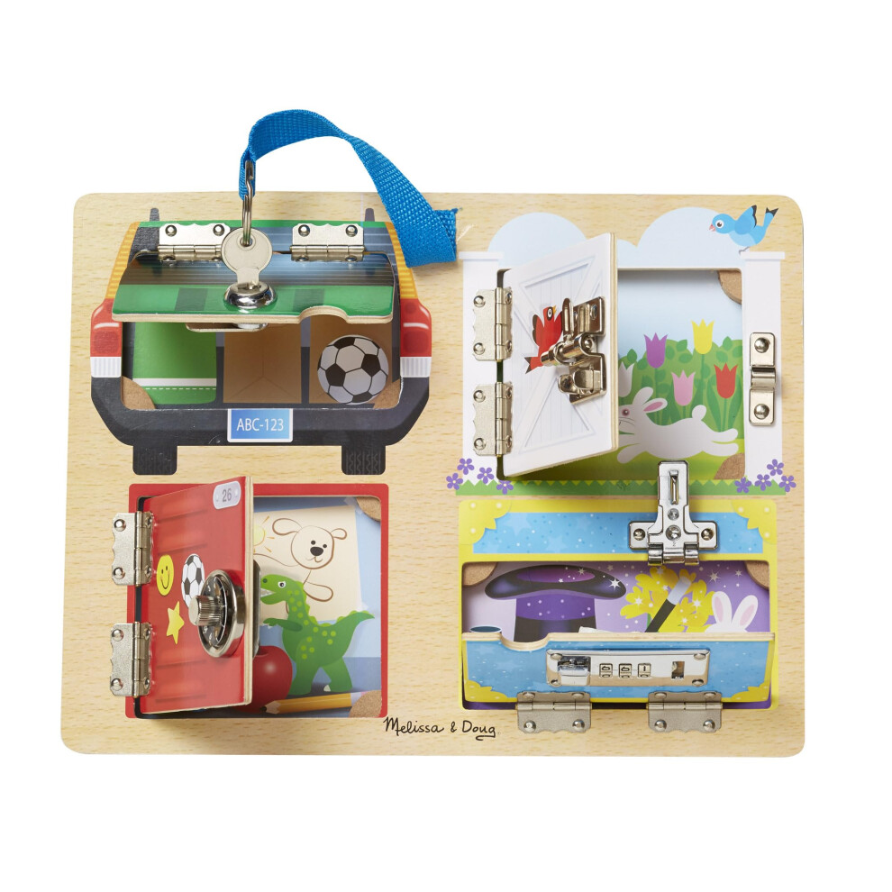 Melissa & Doug 19540 Lock And Latch Board Developmental Toy Motor Skills 3+ Gift For Boy Or Girl, Black