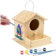 LotFancy Bird House Kits for Kids, DIY Wooden Birdhouse Building Kit, Bird Box Arts and Crafts for Kids and Adults to Build and Paint, Including Pain