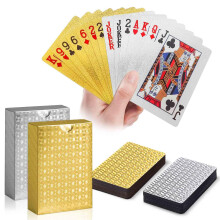 Wugauwor Waterproof Playing Cards 2 Pack, Gold and Silver, Premium PET+PVC Plastic Poker Cards, Diamond-Textured, Durable & Luxury Design for Blackja