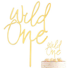 Happy Birthday Cake Decoration Gold, Acrylic Cake Topper Cake Decoration, Wild One Cake Decorations for Boys Girls 1st Birthday Party Cake Decoration