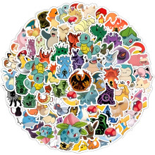 100 Pcs Pokkemon Stickers for Fans Waterproof Vinyl Video Game Stickers Merch for Party Supplies Decorations Favors, Vinyl Decal Luggage Case Phone L