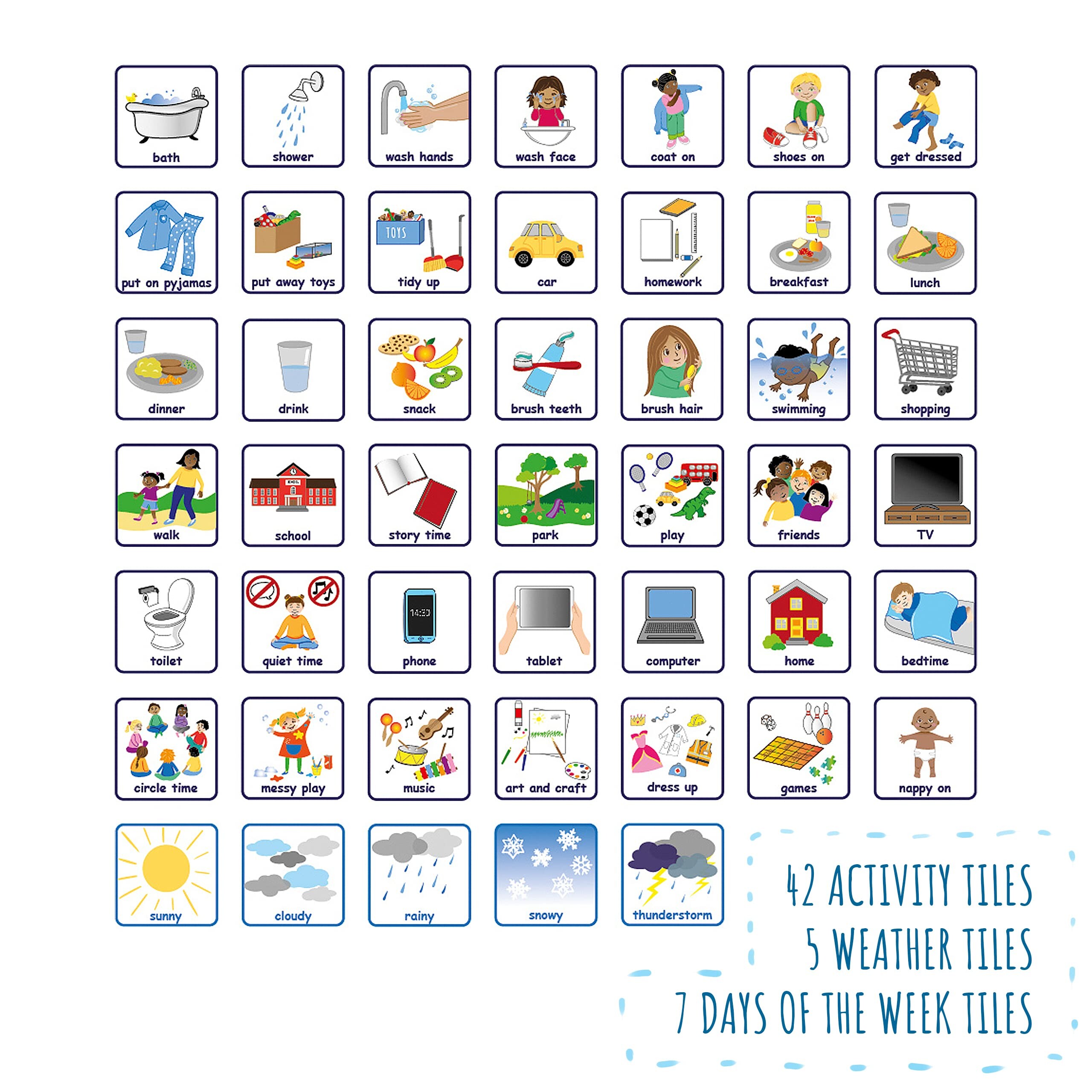 Interested Visual Today's Activities Daily Routine Visual Timetable Magnetic Tile Chart ...