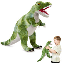 Zappi Co Children's Realistic Lifelike Large Plush Toy - Soft & Cuddly Stuffed Animal for Boys, girls, Kids (49cm Length) (T-rex (Green))
