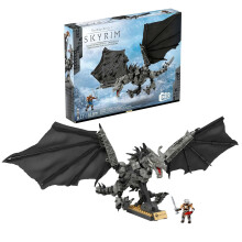 MEGA Skyrim Action Figures Building Toys, Alduin the World Eater with 619 Pieces, with 1 Dragonborn Figure, for Collectors, HXR98