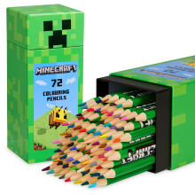 Minecraft Colouring Pencils Set for Kids 72 Pencils Colouring Box Creeper Design Colouring Set for Children Aged 3+ Official Merchandise Gifts for Bo