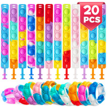 SINZUX Party Bag Fillers for Kids, Pop it Fidget Bracelet Fidget Toys Pack, Kids Party favours, Bubble Rainbow Wristband, Birthday Halloween Christma