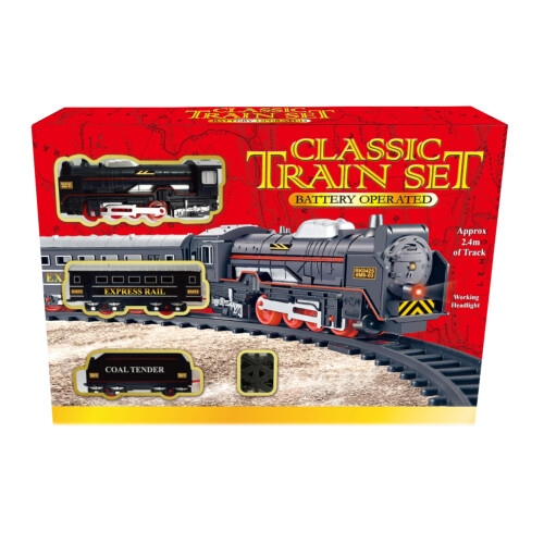KandyToys Classic Train Set | 2.4m Track | Headlight | Battery Operated